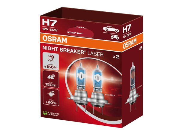 Osram Night Breaker Laser 150 H7 – opp til 150 % mer lys | Garasjetid