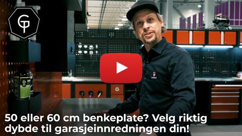  50 eller 60 cm benkeplate? Velg riktig dybde til garasjeinnredningen din!