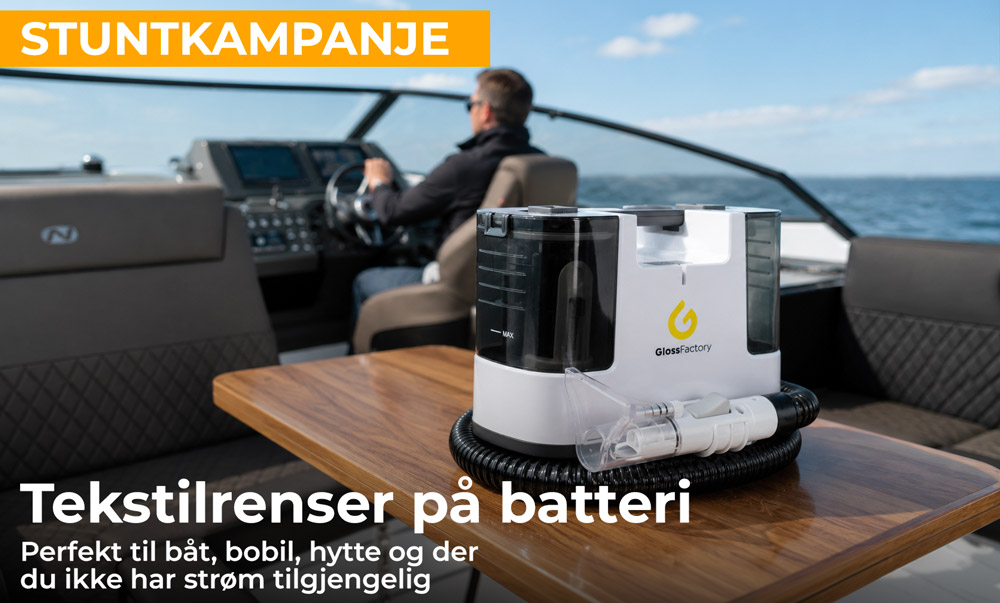 Gloss Factory tekstilrenser på batteri